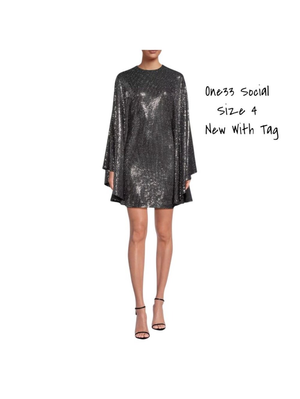 One33 Social Shimmer Circle Minidress Silver Size 4 New With Tag